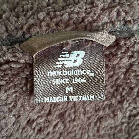 New Balance Stand Collar Black Fleece Full Zip Jacket Lined Gray Mens Medium NWT - Picture 6 of 8